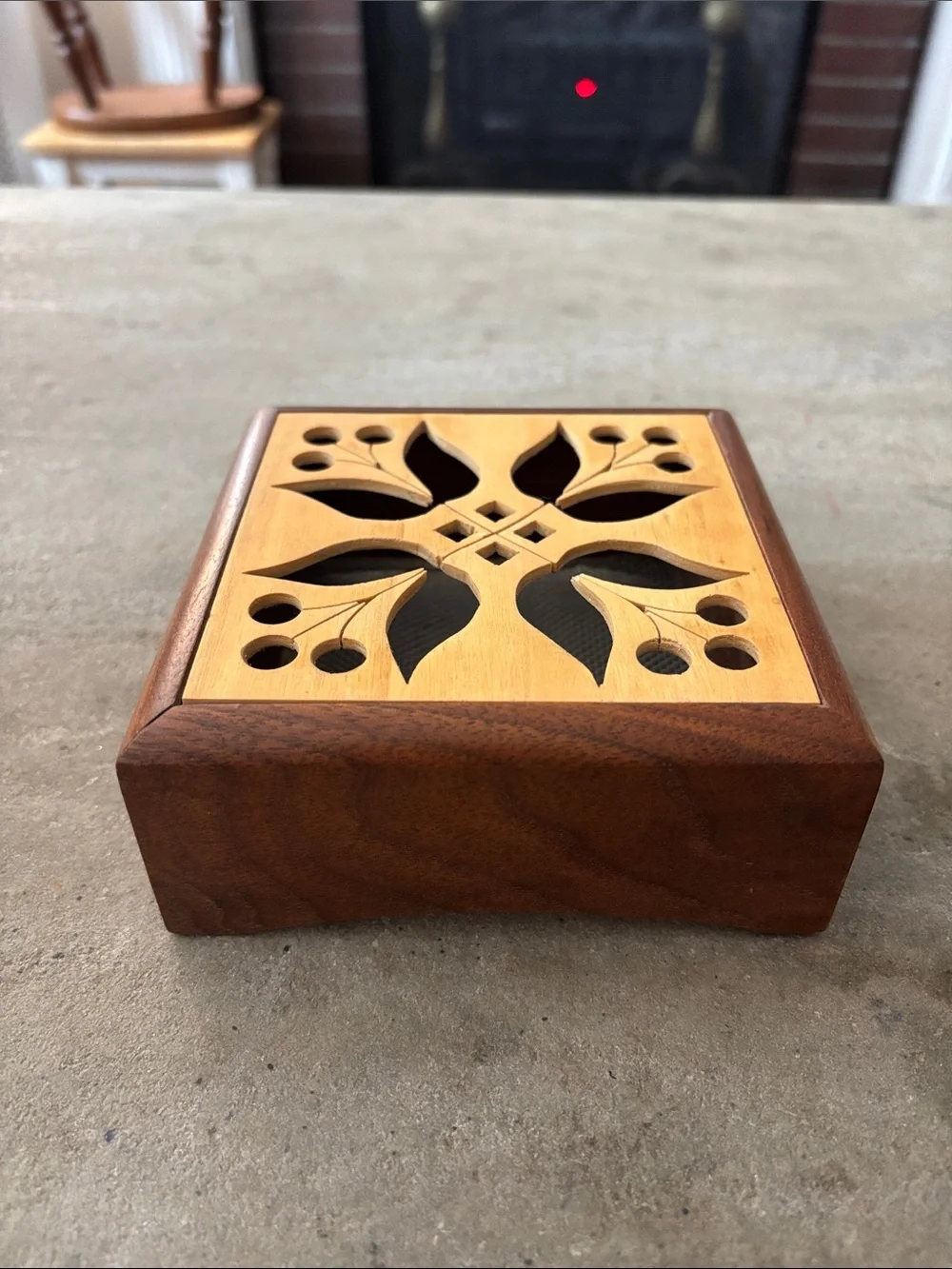 Handmade wood trinket box vintage